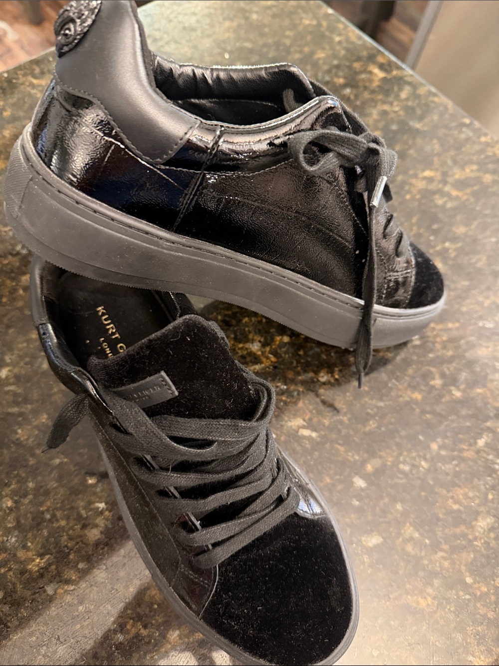 Kurt Geiger Black Mixed-Material Low-Top Sneakers